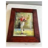 17 1/2“ x 21 1/2“ oil painting on canvas of golfer