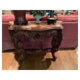 Beautiful ornate carved wood Rococo console table 48“ x 23“ x 32“