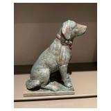 12 inch crackled porcelain retriever statue. Blue and brown.