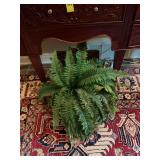 Wicker picnic basket with faux fern