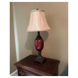 31 inch table lamp. Wine colored and gold.