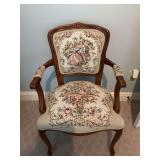 Vintage 20th Century  Chateau d’ax Louis XV needlepoint tapestry chair. 22 1/2” x 19 1/2” x 35 1/2” with the seat height of 19 1/2 inches.