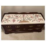 48” x 18” x 19 1/2” Lane Legacy Love cedar chest with hand stitched cushion.