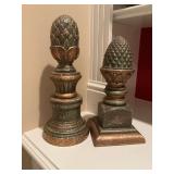 Renaissance Guilded Artichoke finial decor pieces. Set of 2 -13 1/2 inches and 11 1/2 inches.