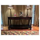 Hooker black and brown inlaid sofa/entryway table. 59 inches 19” x 32”.