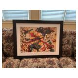 Abstract picture in a 33 x 25 1/2” black frame