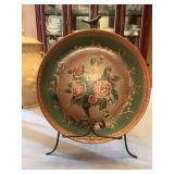 Decorative oriental 12 1/4 inch green and gold floral plate