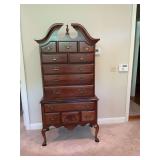 Two-piece Cherry nine drawer Highboy dresser by American Drew. 38“ x 19“ x 77 inches
