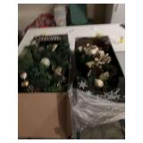 Beautiful gold holiday door swag with 9 feet of matching garland