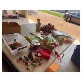 Assortment of Christmas decorations and wrapping items