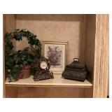 Decor pieces on shelf as shown. August is the picture month.