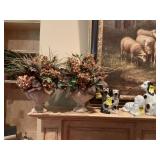 2 - 15“ x 16“ floral decor pieces in urn style pot