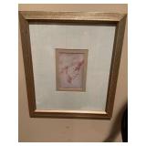 Vintage lithograph gold framed “A Female Portrait” by Michelangelo Buonarroti. 12” x 14”