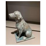12 inch crackled porcelain retriever statue. Blue and brown.