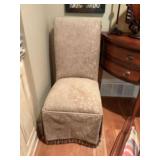 Skirted Parsons Chair in a Gold Paisley design Jacquard upholstery 20” x 25” x 41” with the seat height 19 1/2 inches