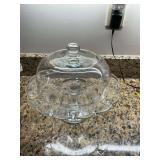 Vintage 10 3/4” Indiana teardrop glass pedestal plate. Also included is at 8 1/2 inch glass covered dome can be used with this.