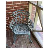 Metal ornamental chair, 21 1/2” x 19” x 30”