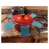 Le Creuset red 10 1/2 x 5 1/2 inch cast iron  stock pot