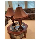 Beautiful 36 inch table lamp with a 19 inch fringe leather lampshade