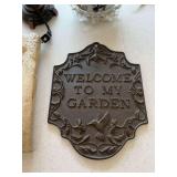 Group of garden decor plus a 20 1/2 inch lamp