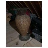 Wicker and metal large vase 18” x 39 1/2”