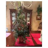 Faux Ivy arrangement in a gold and deep red metal decorative planter 16” x 44”