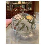 Hand-painted Crystal cake stand 12” x 12”