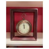 Vintage Sterling and Noble pocket watch style Quartz Clock in Cherry frame. 7 1/2” x 9.