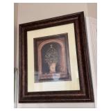 Gladding, Pamela 22” x 25 1/2” shadowbox style print of olive topiary. Bronze and black framed.