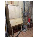 Vintage White pine secretary in attic. 36” x 19 1/2” x 75”.