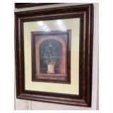 Gladding, Pamela 22” x 25 1/2” shadowbox style print of olive topiary. Bronze and black framed.