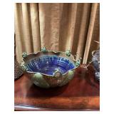 Vintage Art Nouveau Majolica pottery lily pond- frog bowl