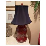 32 inch Black and Red Asian themed lamp