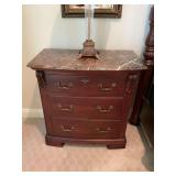 Thomasville marble top nightstand 33 1/2” x 19” x 34”