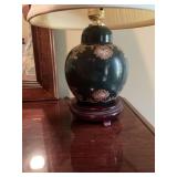 2 ceramic 14 1/2 inch lamps. Green gold and white.