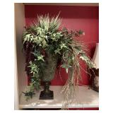 21“ x 15“ faux greenery decor in metal 2 handled urn style vase.