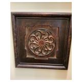 Resin wall hanging in black and bronze with red undertones 24 in.²