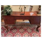 Gorgeous Heckman, Chippendale style Hairy Paw Foot mahogany writing desk with five drawers 60“ x 30“ x 31“.