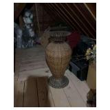 Wicker and metal large vase 18” x 39 1/2”