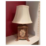 15" decorative gold and black lamp with birds and claw feet