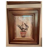 27” x 31” Bronze/Gold framed floral orchid picture