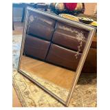 Vintage Etched Floral Mirror w/Silver Tone Frame