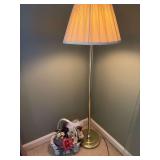 Gold-Tone Floor Lamp And Heart-Shape Basket and Floral Arrangement