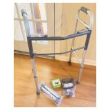 Medline Guardian Two-Button Folding Walker and Accessories