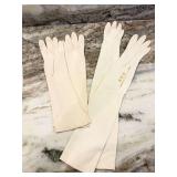 Two Ladies White Faux Pearl and Cream Smooth Finish Opera-Length Gloves
