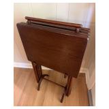 Vintage Solid Wood TV Trays w/Stand