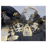 Vintage Mid 20th Century Assorted Brass Christmas Ornaments