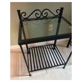 Metal and Glass Top Side Table, Black 28x20x16”