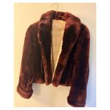 Burgundy short sheared fur jacket