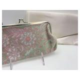 Vintage Satin Off-White 10” Clutch and Pastel Pink and Green 8.5” Clutch